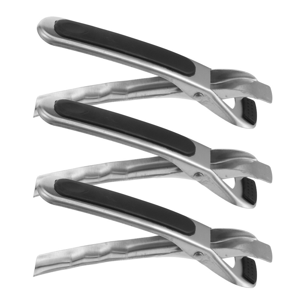 3pcs Heat Resistant Hot Plate Gripper Stainless Steel Anti Scald Bowl Clamp