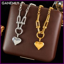 Stainless Steel Glossy Heart Love Pendant Necklace For Women.