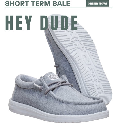 Flash Sale ⚡ Hey Dude Men's Wally Stretch Jersey, Grey - Men's Standard Size NWB