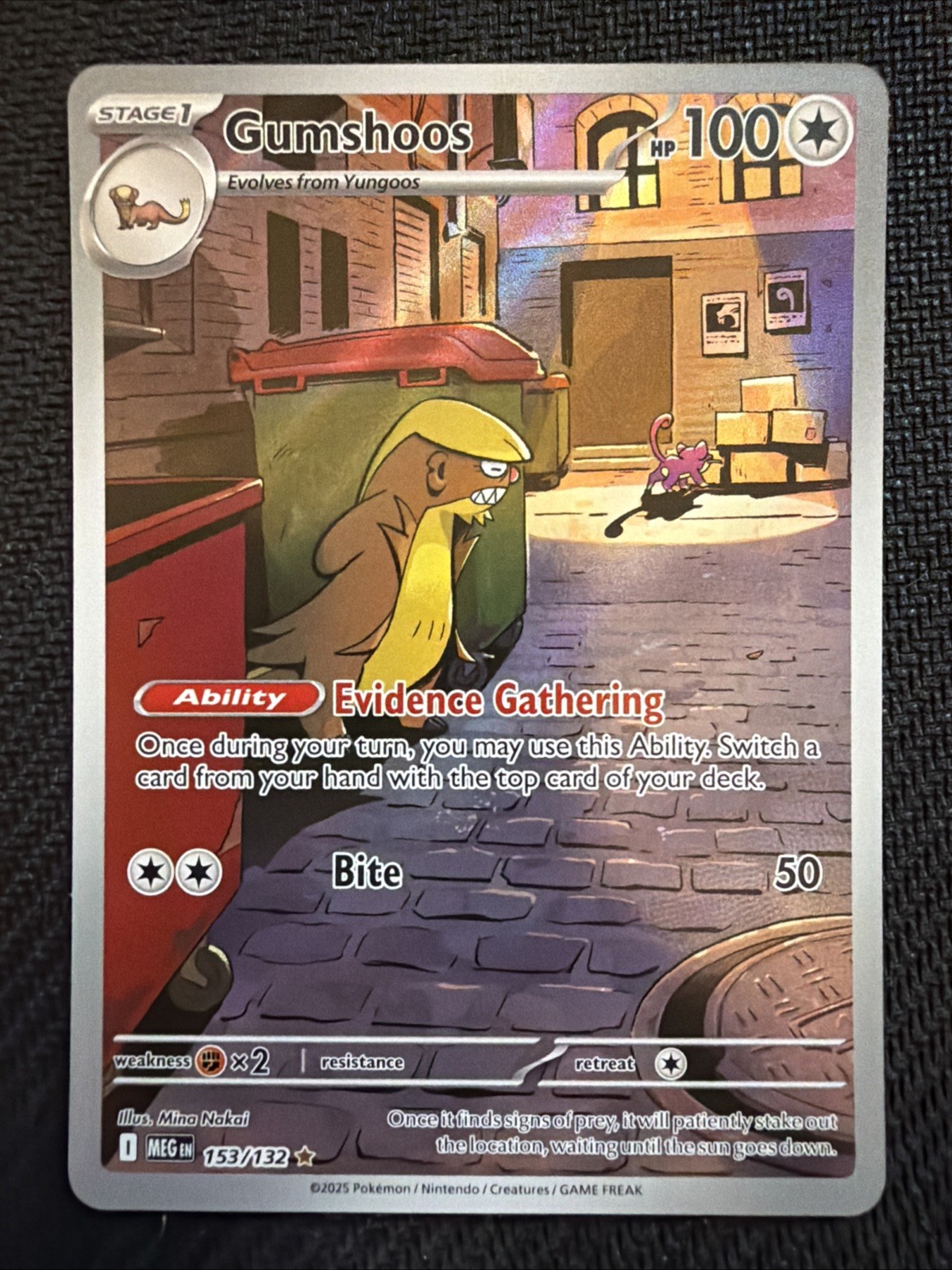 Pokemon Gumshoos 153/132 Holo Illustration Rare Card Mega Evolution Near Mint