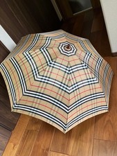 Unused BURBERRY Nova Check Folding Umbrella Beige Carbon Fiber Frame Vintage