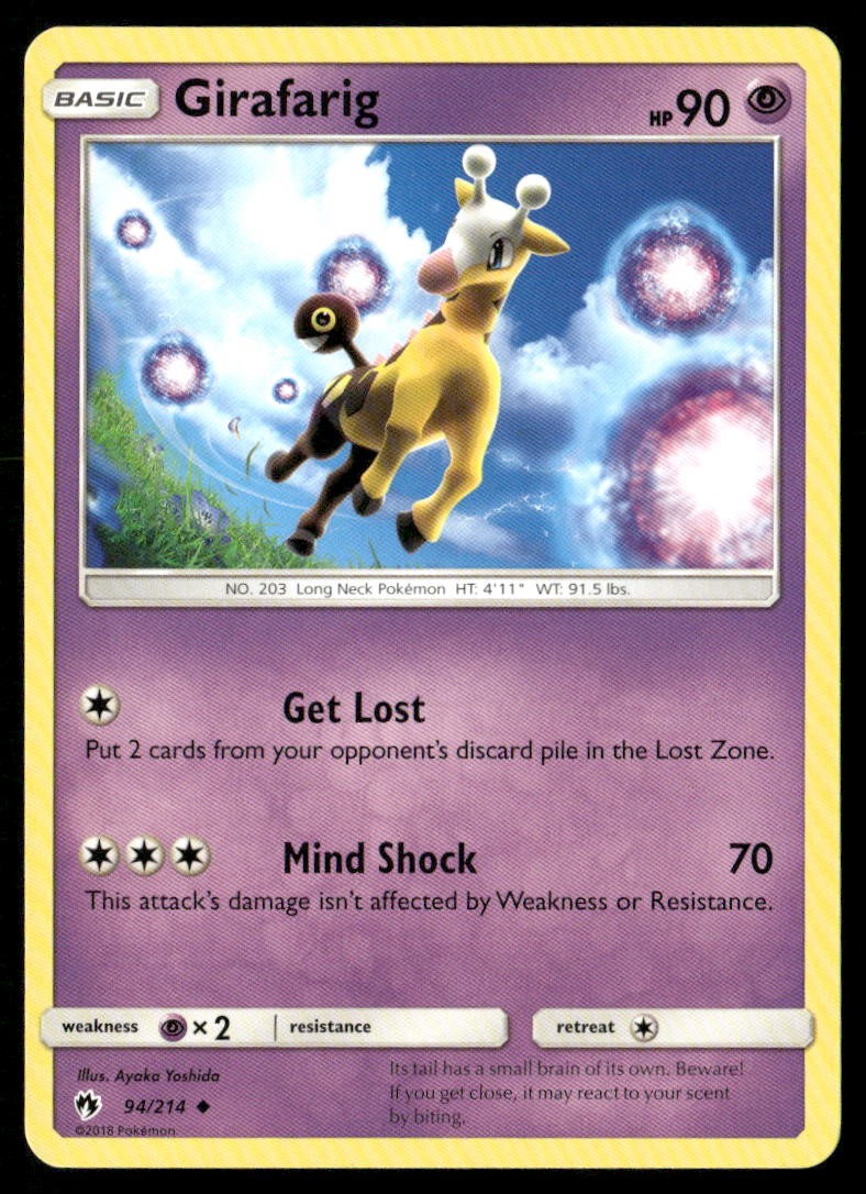 Girafarig 94/214 Uncommon Lost Thunder Pokemon Near Mint