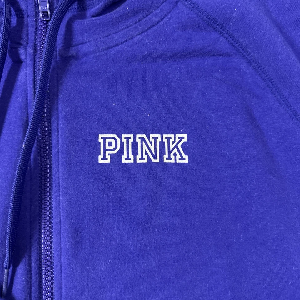 Sudadera con capucha para mujer Victoria's Secret rosa manga larga cremallera completa azul talla L #2318 Foto 4 de 4