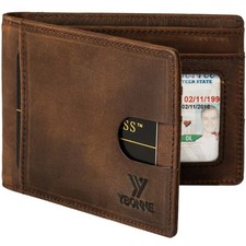 RFID Blocking Slim Bifold Wallets for Men, Made of Finest Genuine Leather Br...