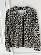 Cabi Cliffside Moto Jacket Blazer XS Extra Small Black White Geometric Zip 3290