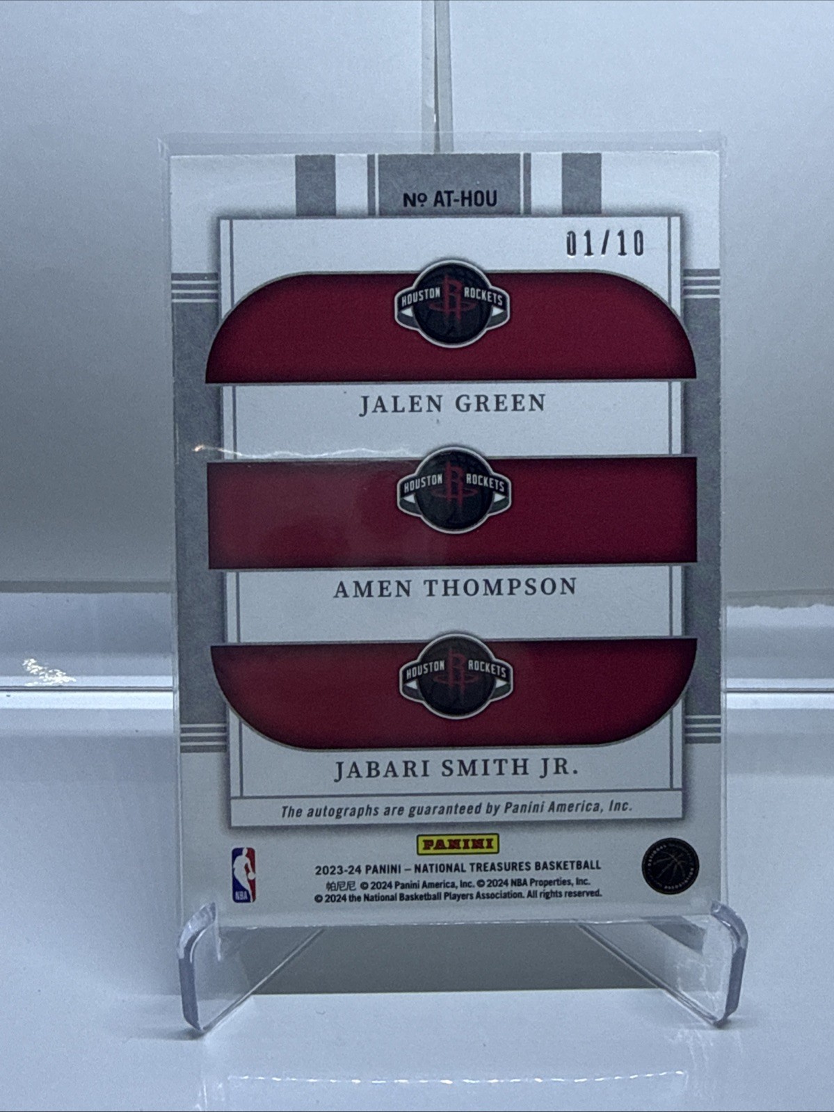 2023-24 National Treasures Jalen Green Amen Thompson Jabari Smith Jr Auto /10 view 7