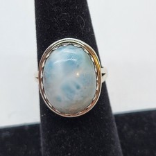 Sterling Silver Larimar Ring - Size 6.25