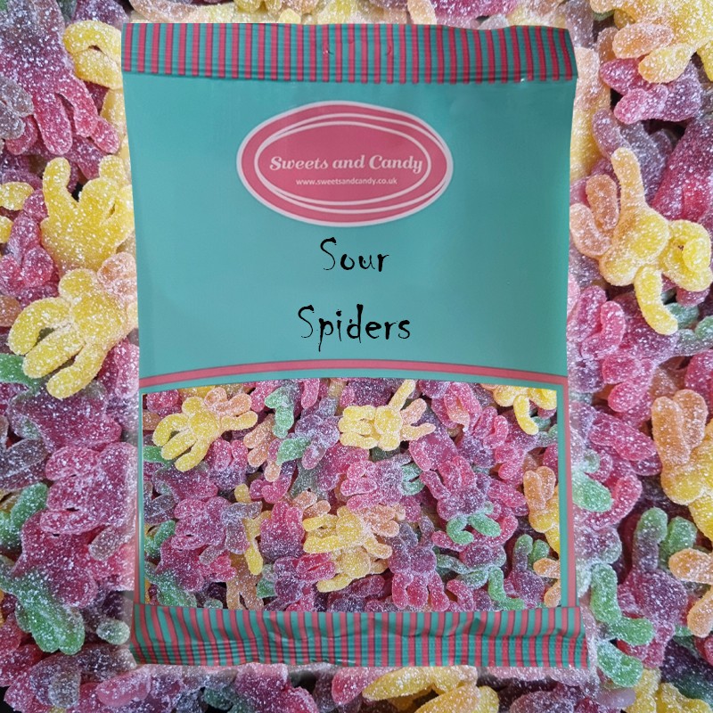 Sour Spiders 1Kg - Fruity Fizzy Jelly Spiders - Halloween Bulk Sweets - 1 Kilo