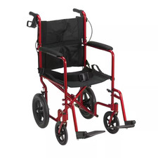 Lightweight Expedition Red Transport Wheelchair with Hand Brakes