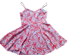 American Eagle Women's Size 12 Dress NWT Coral Pink White Palm Leaf Mini Strappy