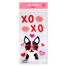 NEW Window Gel Clings Stickers Bulldog Puppy Dog XOXO Love Kisses CUTE 12 count!