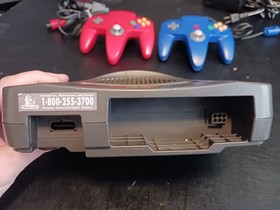 Nintendo 64 N64 Console System Black w/ 2 OEM Controllers + OEM Cords TESTED!