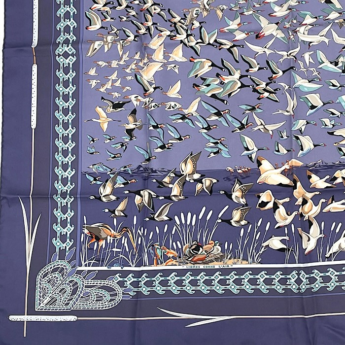Hermes Scarf Stole Libres Comme L'Air Animal Bird Silk Woman Auth