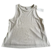 A New Day Women Small Sleeveless Crew Neck Terry Tan Tank Top 