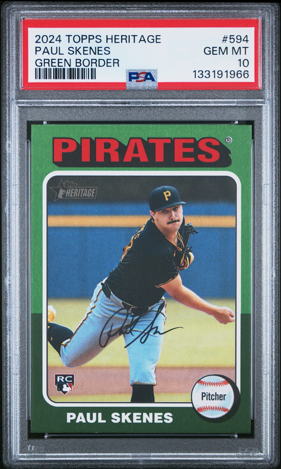 2024 TOPPS HERITAGE GREEN BORDER #594 PAUL SKENES PSA 10