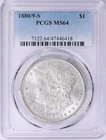 1880/9-S Morgan Silver Dollar graded by PCGS MS64 - beautiful lustrous coin!