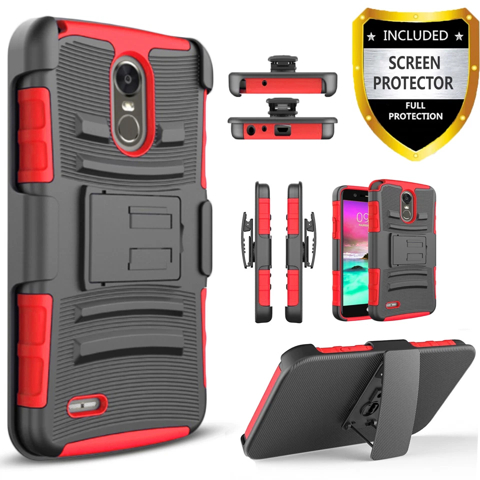 For LG Stylo 3 / 2 V Plus Case Phone Cover Belt Clip +Tempered Glass Protector - Image 3 of 4