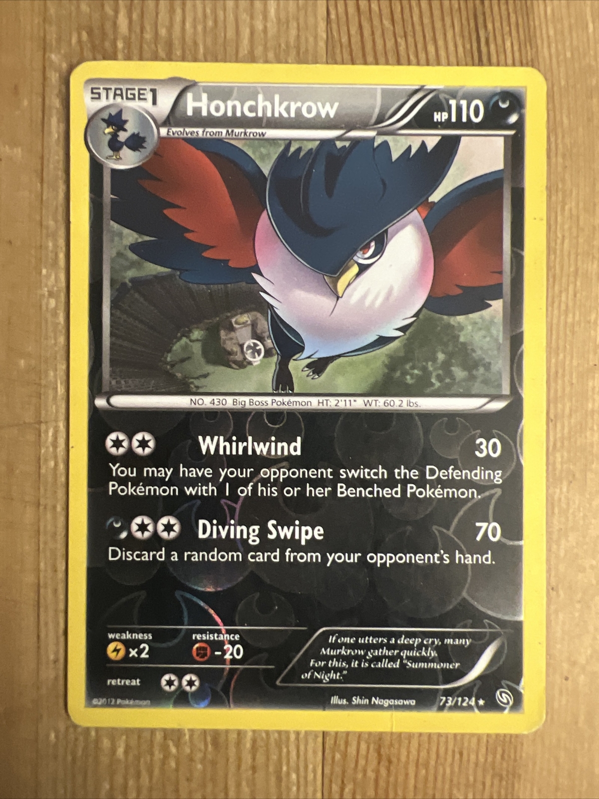 Pokémon TCG Honchkrow Dragons Exalted 73/124 Reverse Holo Rare HP