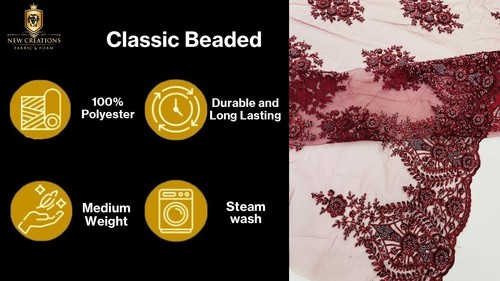 Classic Beaded Damask Lace, by The Yard. - Picture 3 of 50
