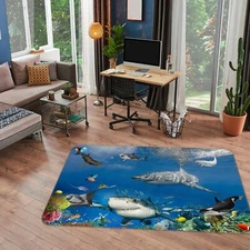 3D Sea Bottom Shark NAO10852 Game Rug Mat Elegant Photo Carpet Mat Fay