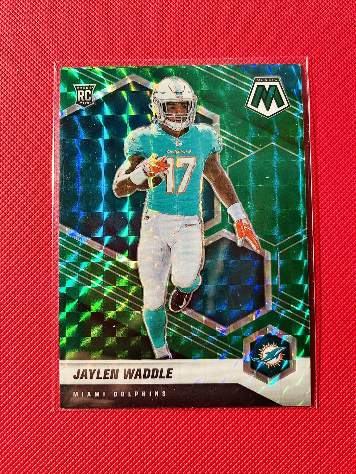 2021 NFL Mosaic Jaylen Waddle RC ~Green Prizm~ #308 Miami Dolphins 🐬