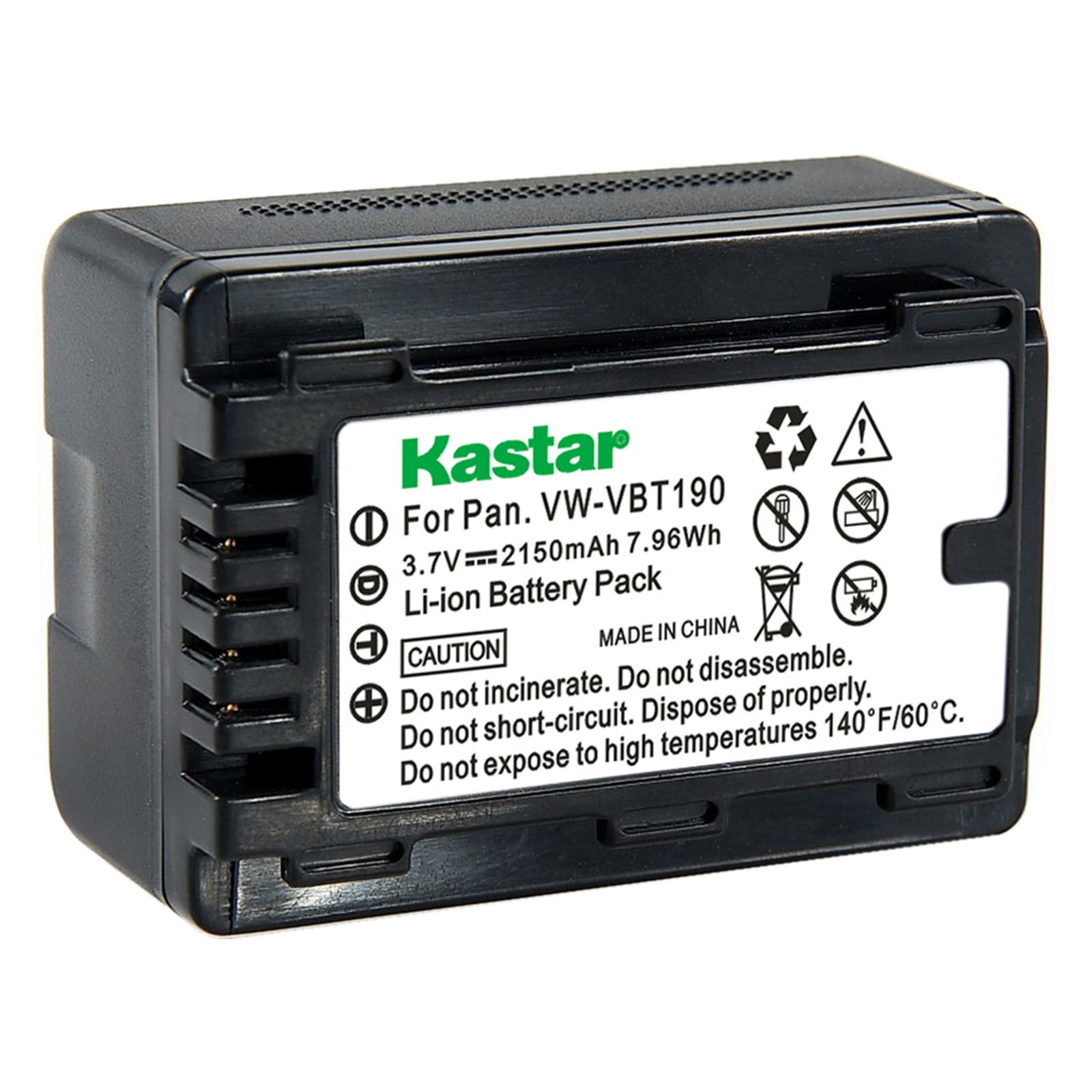 1x Kastar Battery for Panasonic VW-VBT190 HC-V770 V770K HC-V
