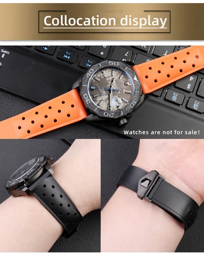 Correa de Goma Compatible con Reloj Tag Heuer MONACO CARRERA 22mm Naranja Negro - Imagen 26 de 26