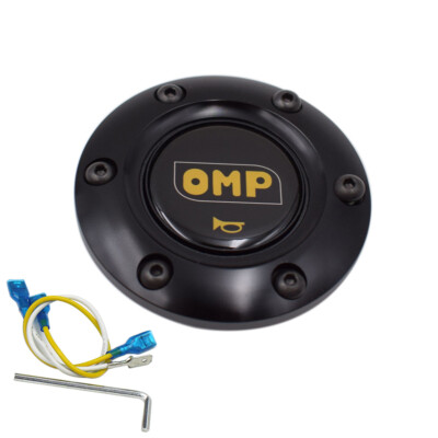 JDM OMP Sport Steering Wheel Horn Button+Black Aluminium Ring