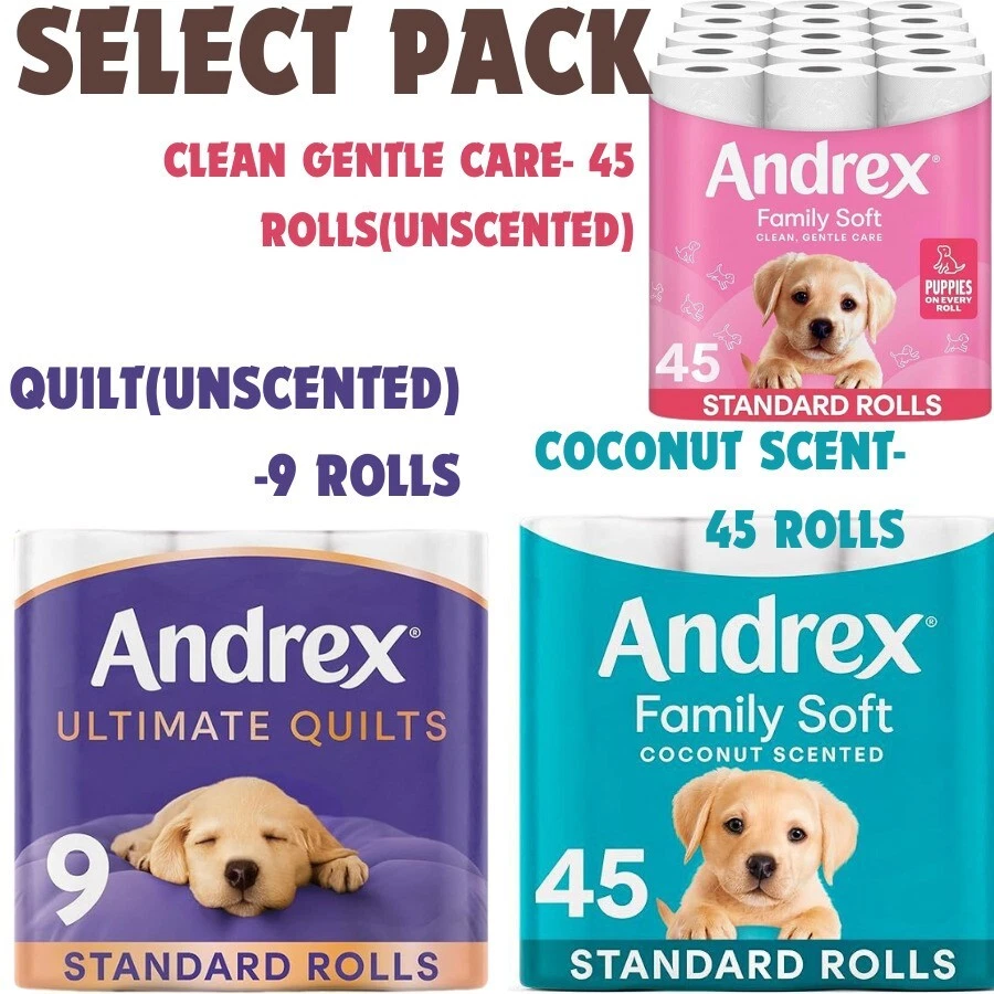 Andrex Family Soft Toilet Tissue 45 Standard Rolls Gentle on your Family’s Skin