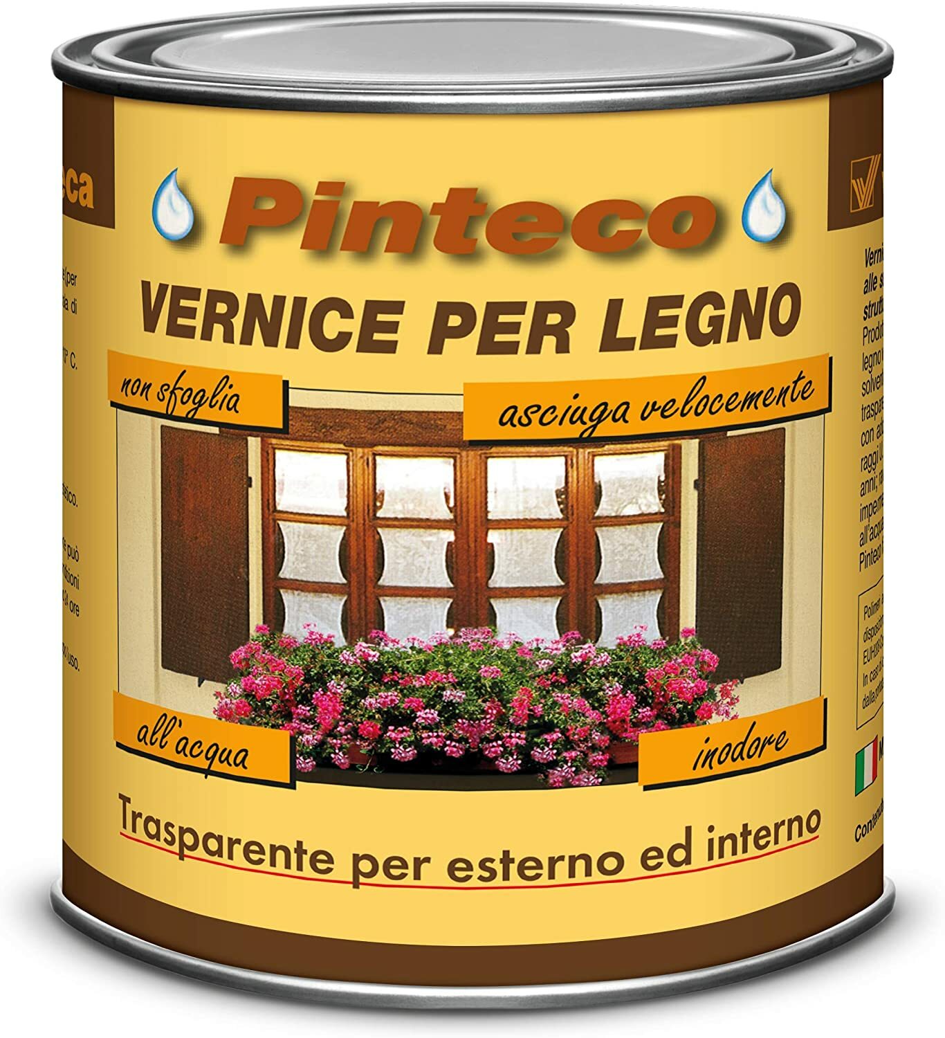 Veleca vernice protettiva lucida trasparente a base d'acqua 750 ml Pinteco 464