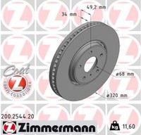 Zimmermann 2X Bremsscheibe Vorne Ø320 FüR Infiniti EX QX50 Y51 30D 35H