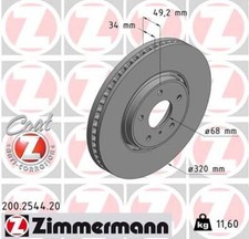 Zimmermann 2X Disque De Frein Avant Ø320 Pour Infiniti EX QX50 Y51 30D 35H