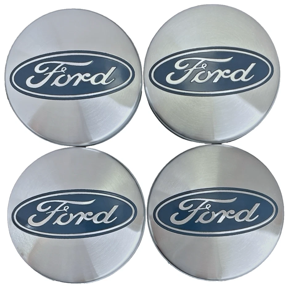 Ford Wheel Center Caps 4x Blue Silver Emblem Hubcaps Cover Replacement Set Fit - Image 2 of 3