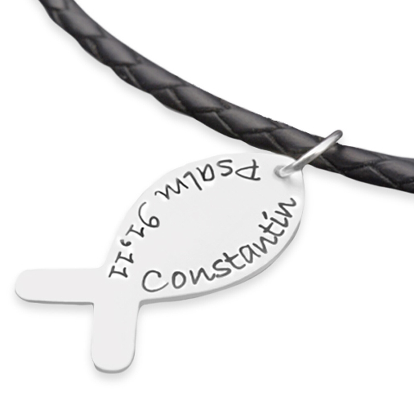 Schmuck zur Konfirmation Kommunion HALLELUJAH 925 Silber Lederkette mit Gravur