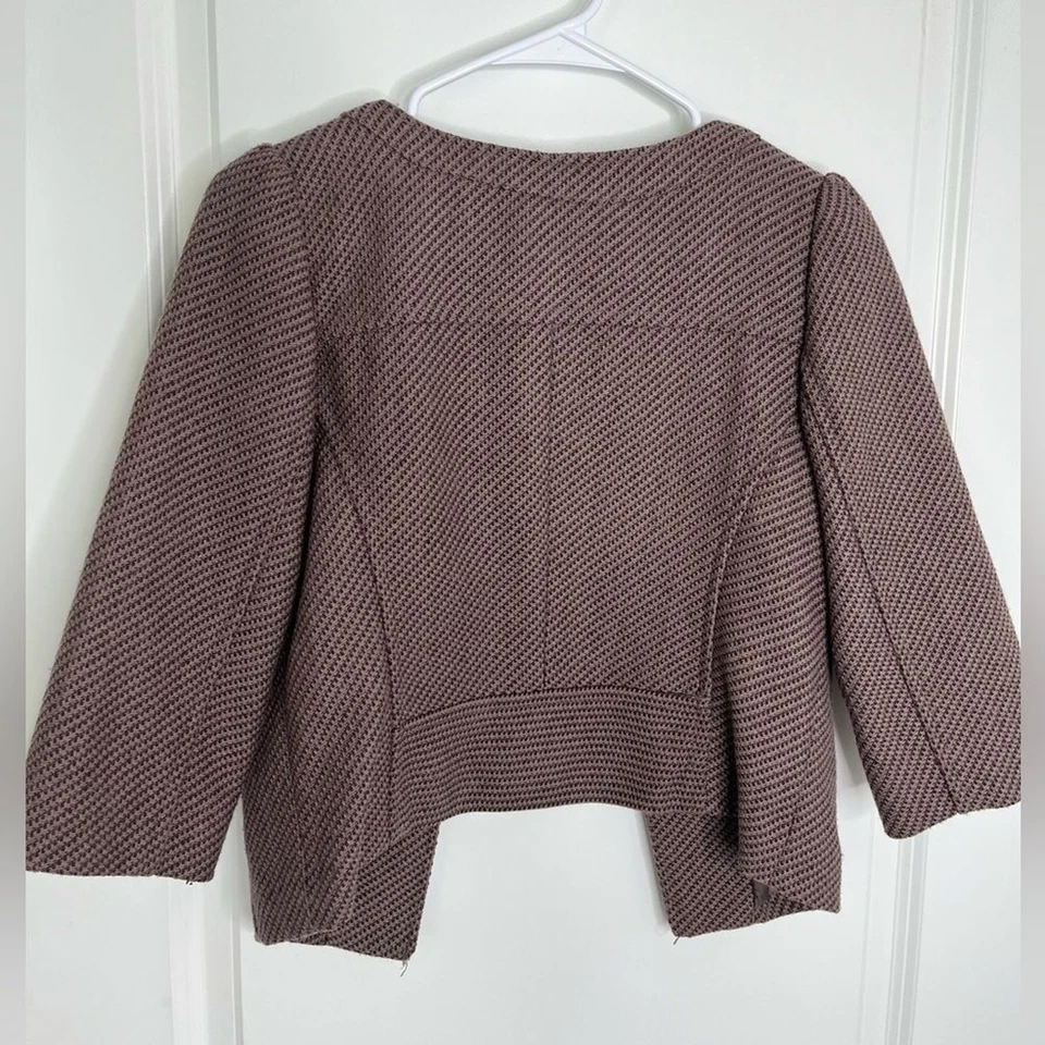 Blazer Frenchi Marrón Tweed Mezcla Lana Recortado Abierto Talla Grande Foto 2 de 4