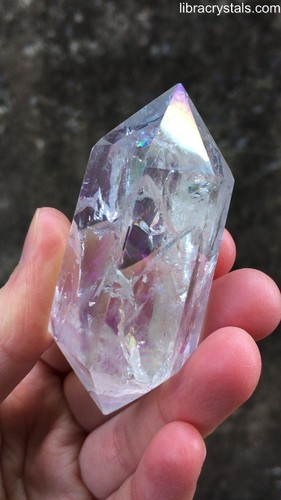 Angelic Frosty White DT Double Terminated Quartz Point Wand 2.5in - Picture 7 of 8