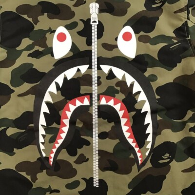 BAPE Shark coach jacket 1st camo green A Bathing Ape Size S | eBay