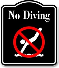 No Diving Symbol BLACK Aluminum Composite Sign