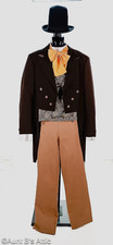 Regency Period Costume Men's 4Pc Vtg/New Brown Coat/Tan Pant Vest Tie 48L