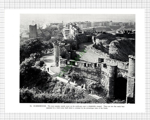 9313) Scarborough Castle / Robin Hood's Bay - 1958 Buchdruck