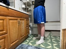 Nike 90s Vintage Basketball Shorts Dazzle Silky Glanz Shiny Blue White Large