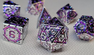 Nexus Purple Metal DnD Dice Set | DnD Dice | Dungeons and Dragons AD&D d20