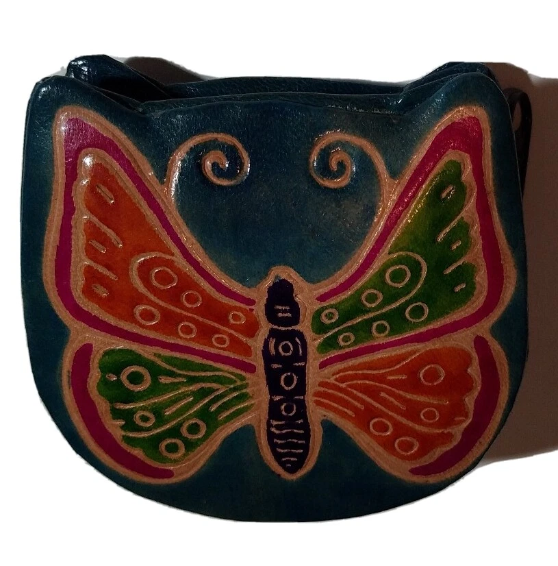 Buy Hand Crafted Purple Leather Butterfly Purse With Hawaiian Flowers, made  to order from Saxon Leather art | CustomMade.com