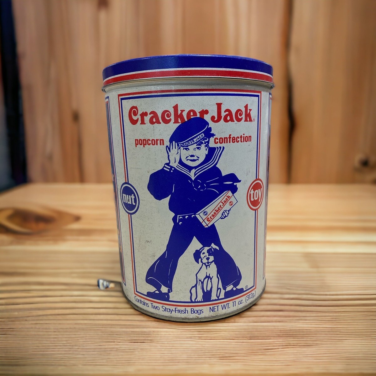 TRICKER'S “JACK collection” 90's vintage Vintage CRACKER JACK Tin Can 11oz Limited Edition 1990 Decor