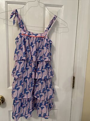 J Crew Crewcuts Toucan Print Ruffle Girl s Dress Size 7 EUC