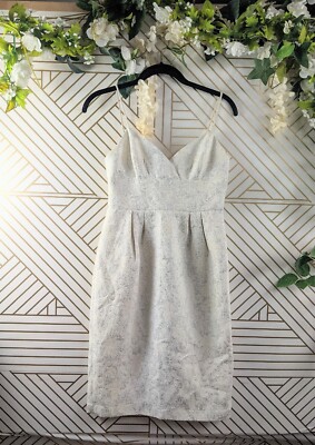 bcbg silver dress NEW BCBG GRAY DRESS NADIR METALLIC LACE EVENING GOWN Dress 2/4/6 $368