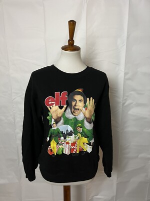 Elf Movie Sweatshirt Teens Small Christmas Sweatshirt Pullover Crew Buddy Black