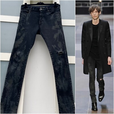 Rare & Great Saint Laurent AW13 Hedi Slimane Skinny Fit Oil Stained Jeans 33