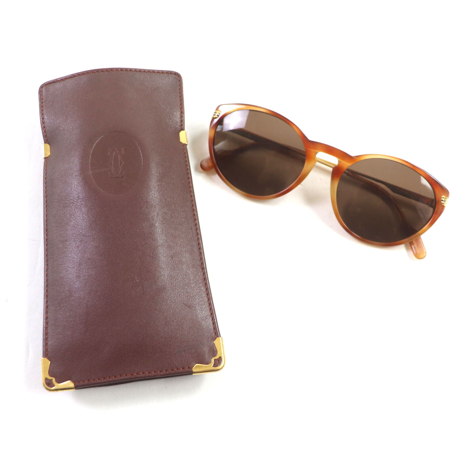 Cartier Trinity Marble Pattern Sunglasses Brown 5… - image 1