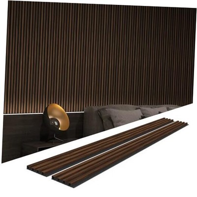 6-Piece WPC Acoustic Slat Wall Panel for Modern Interior Decor, 94.5  x 6.5  
